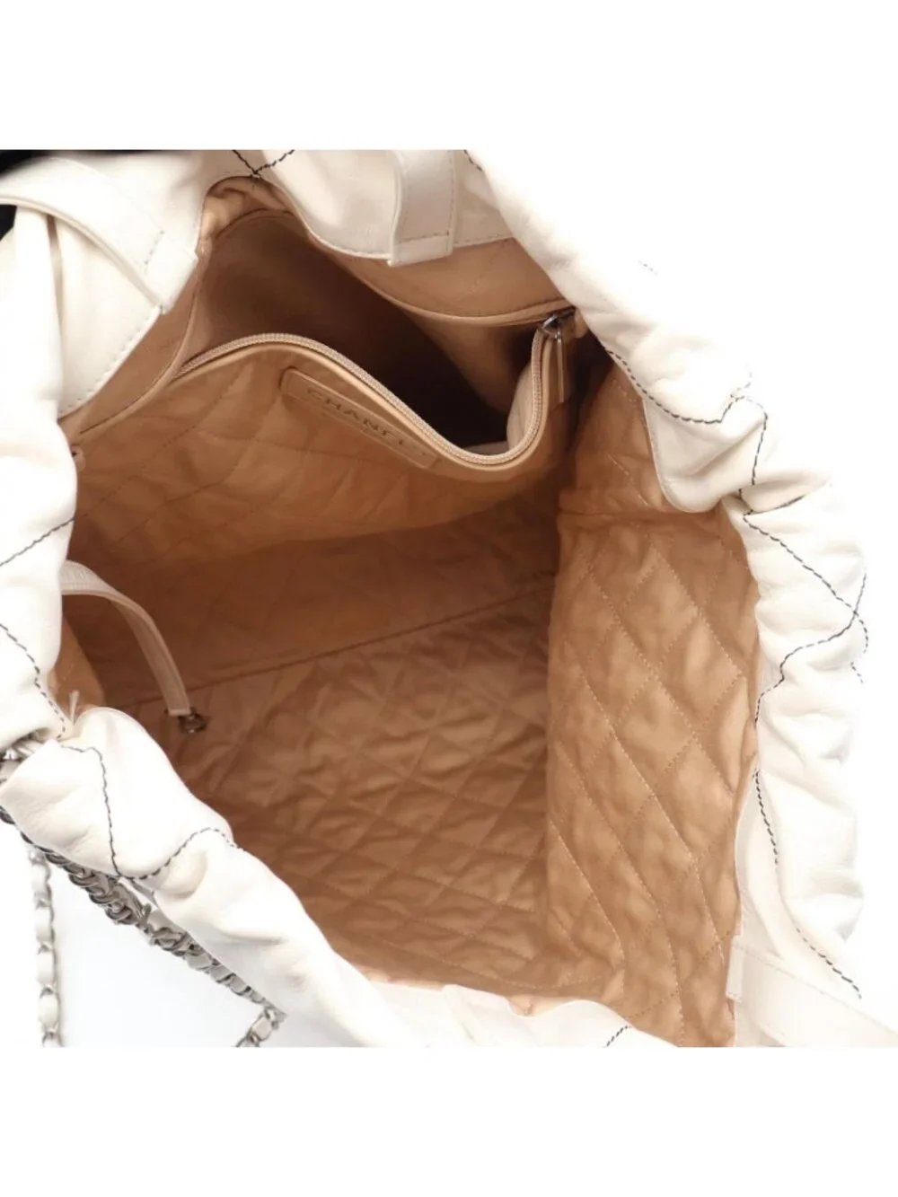 Chanel Backpack 22 Large White Leather 22 Quilted Chain